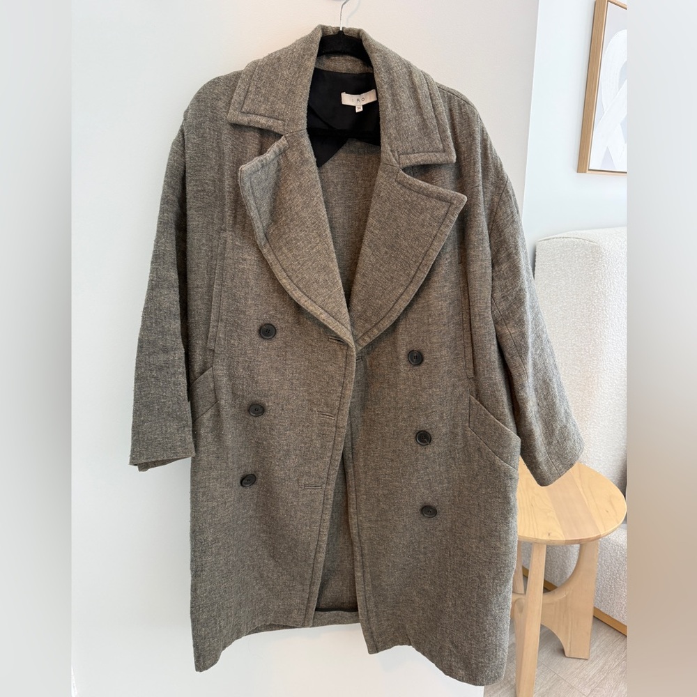 IRO Coat SYDAY Charcoal Double-Breasted Pea Coat Sz 34